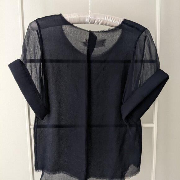 Jasmin Shokrian Sheer Blue Feather-light Top (Size S) - Picture 2 of 4